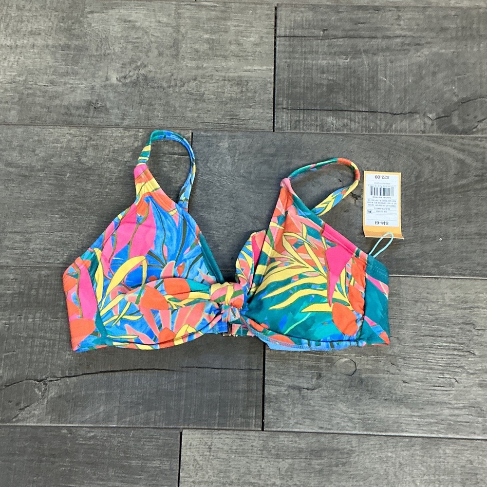 Kona Sol Multicolor Tropical Bikini Top
